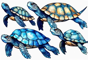 a turtle covered in blue fur tattoo idea
