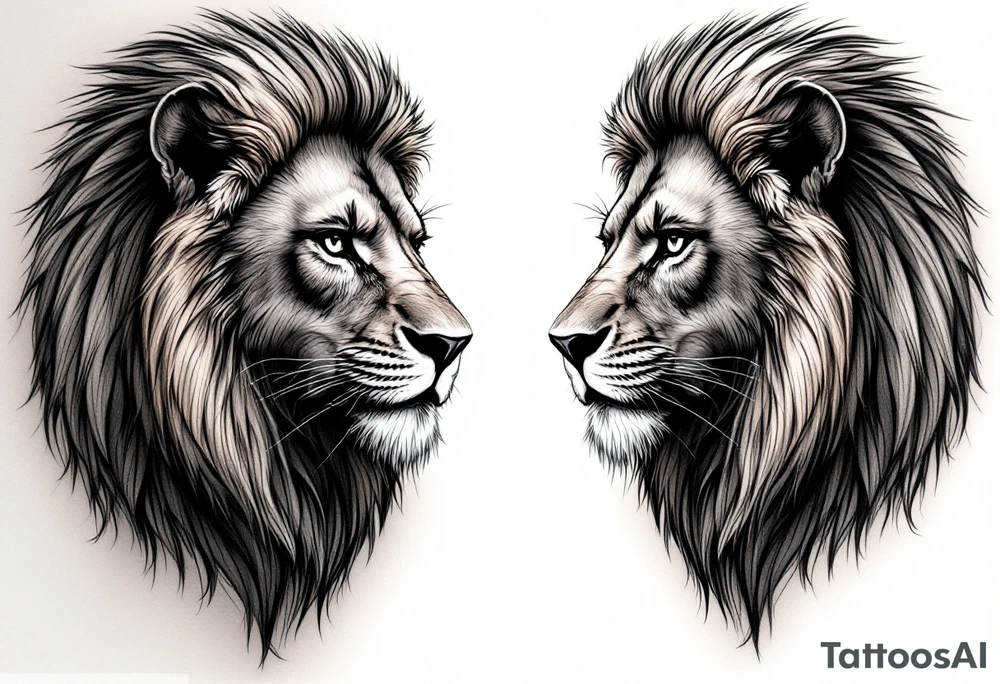 egyptian themed lion (red and black) tattoo idea
