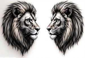 egyptian themed lion (red and black) tattoo idea