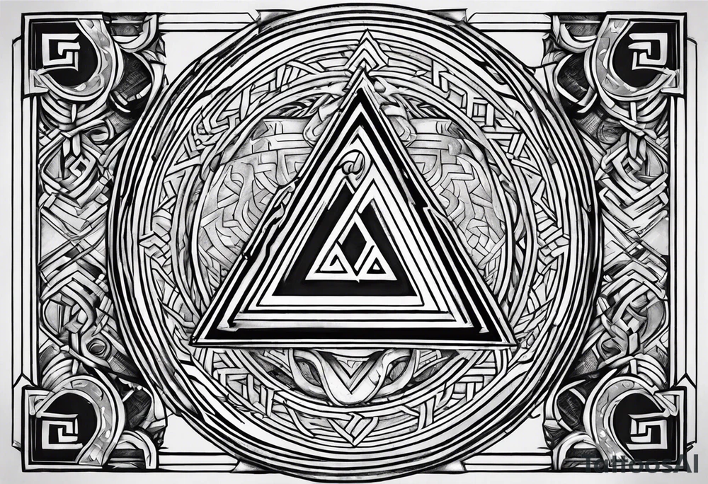 Valhalla shield valknut axe steps tattoo idea