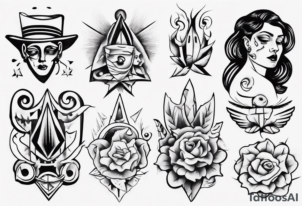 Different old-school-style tattoos tattoo idea