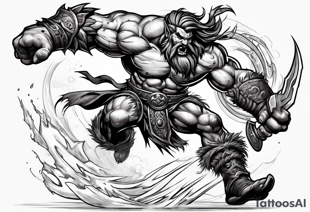 leaping barbarian tattoo idea