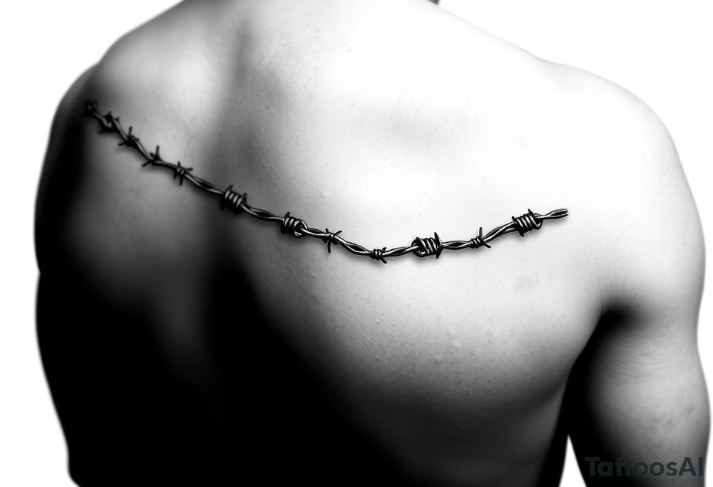 I want a barbed wire wraparound tattoo on my arm to my bicep where it ends up coiling itself on the bicep. It should also have a part that looks like a chain which is breaking to representing breaking generational curses tattoo idea