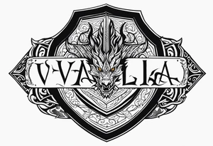 Valhalla shield sword dragon runes tattoo idea