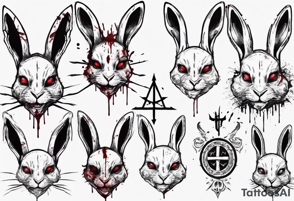 rabbit with bloody face and satanic symbol on its forehead tattoo idea rabbit with bloody face and satanic symbol on its forehead tattoo idea