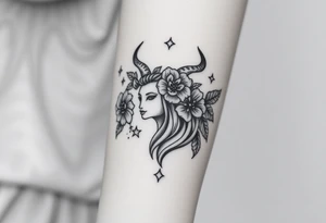 Capricorn head and body y starsign  10x10 cm 

Flowers or stars tattoo idea