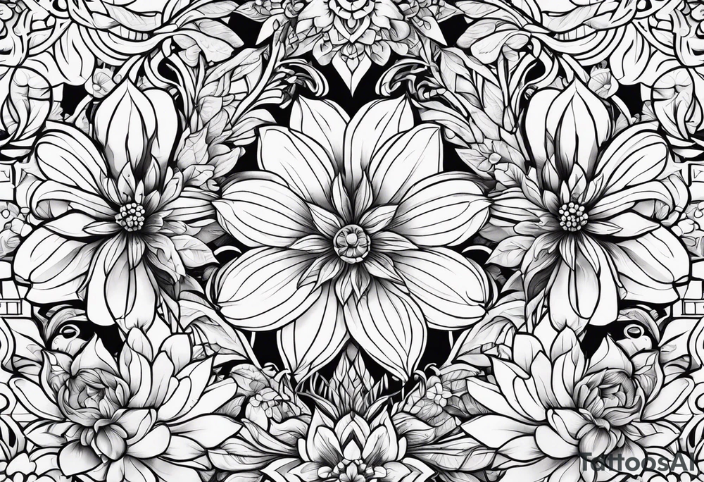 ornaments of flowers tattoo idea
