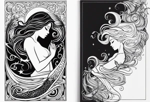 mermaid, waves, dark work tattoo idea