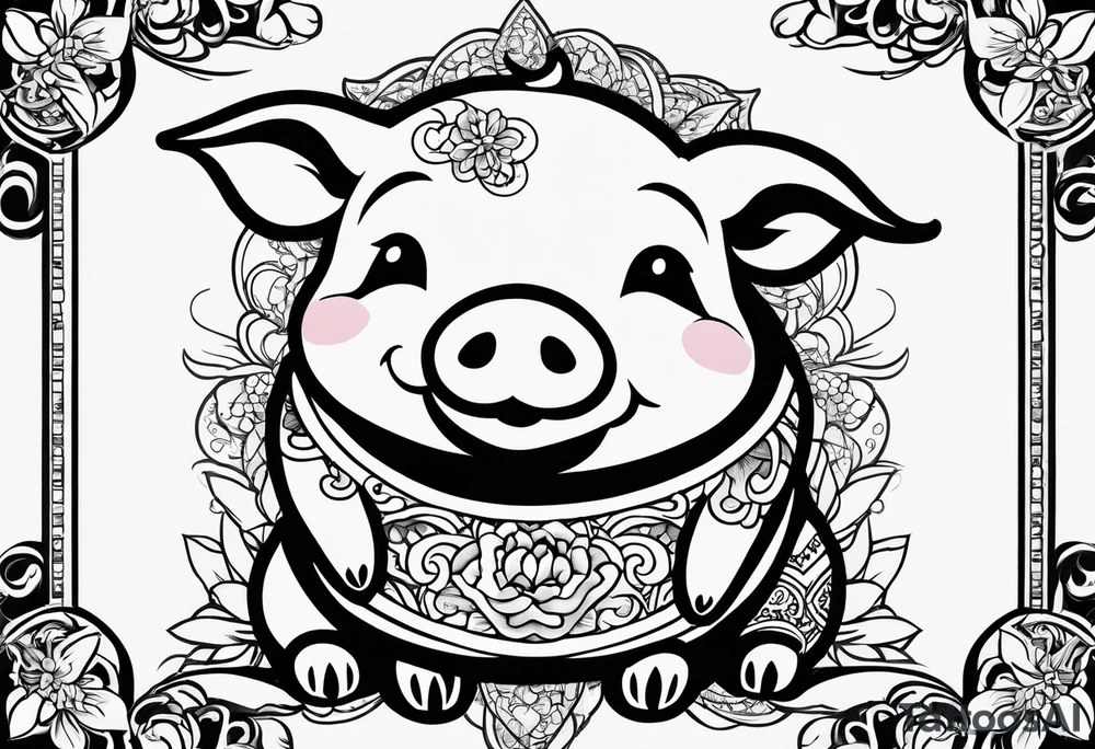 cute piglet.
with text: "friends not food" tattoo idea