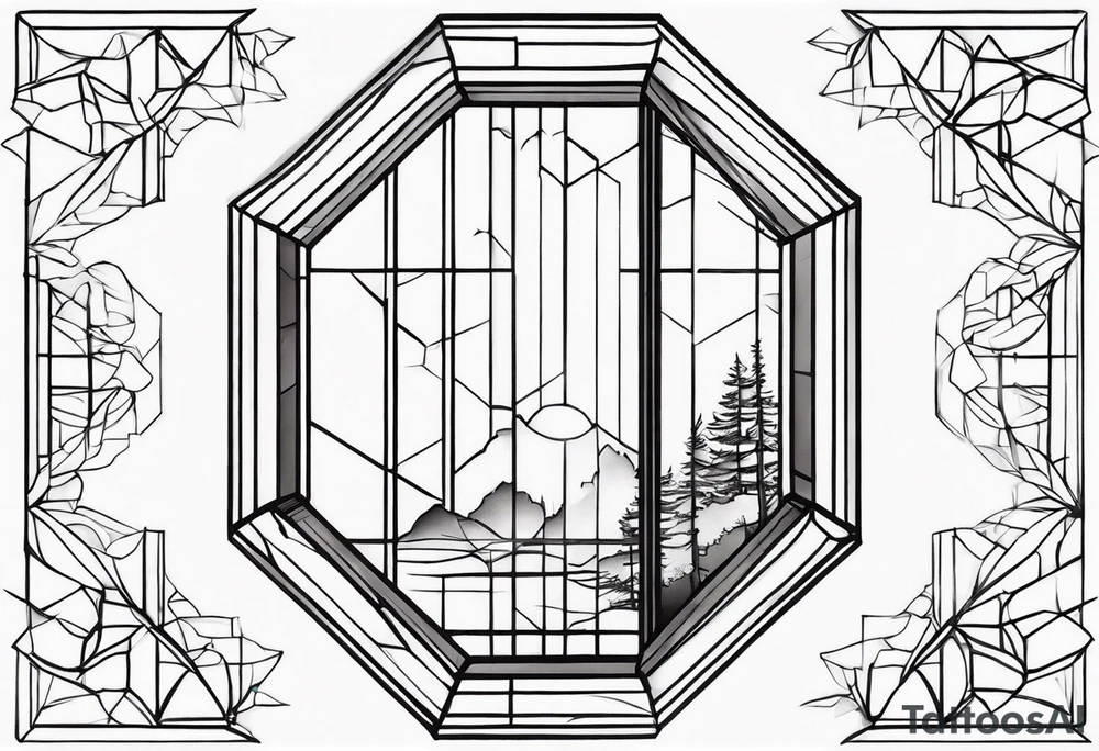 tall octagonal window tattoo idea