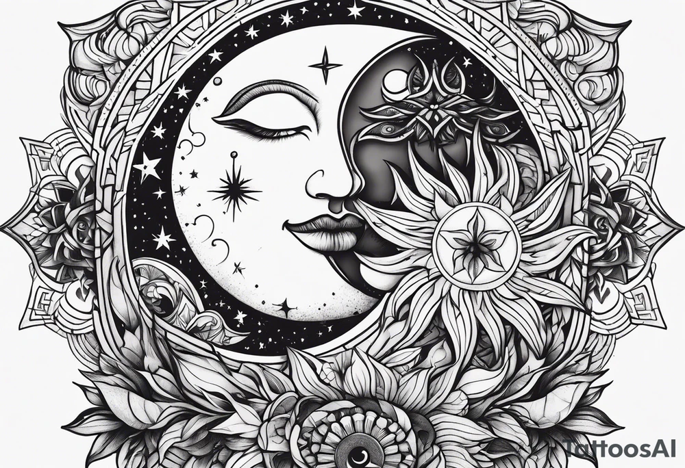 Sun and moon tattoo idea
