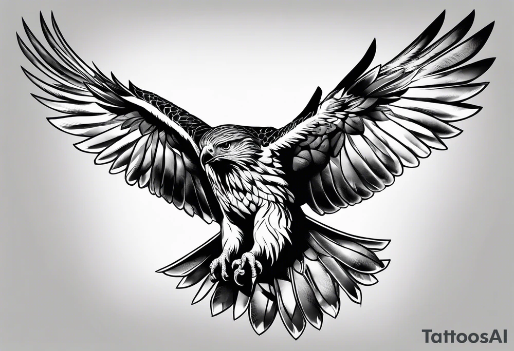 Hawk flying down on forearm tattoo idea