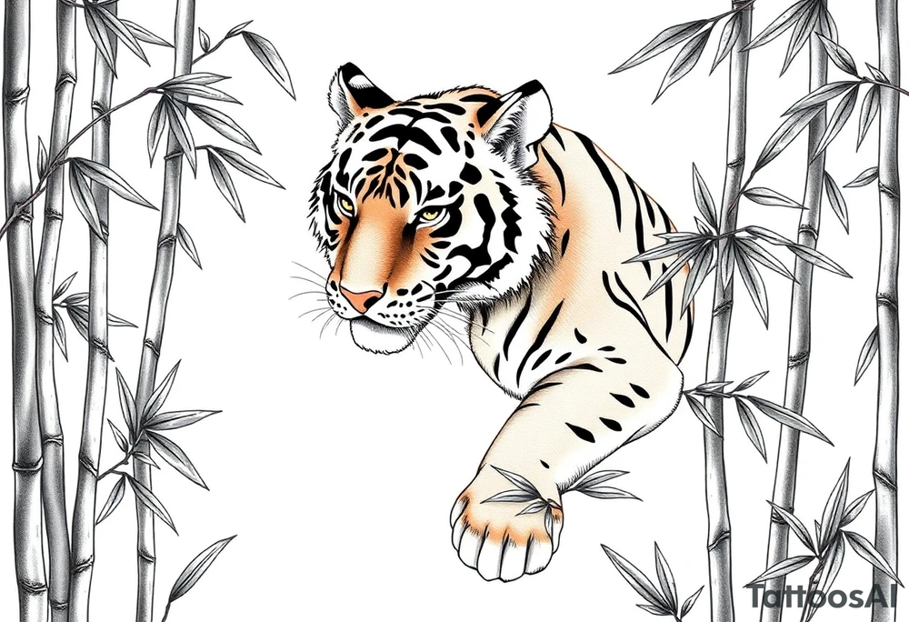 a tiger lurking in the bamboo forest tattoo idea