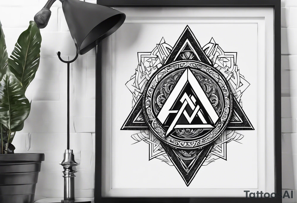 Valhalla  round 
shield axe sword valknut tattoo idea