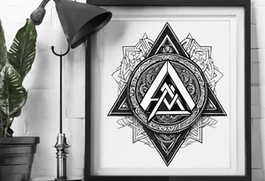 Valhalla  round 
shield axe sword valknut tattoo idea