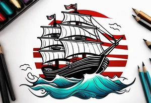 american traditional ship tattoo idea