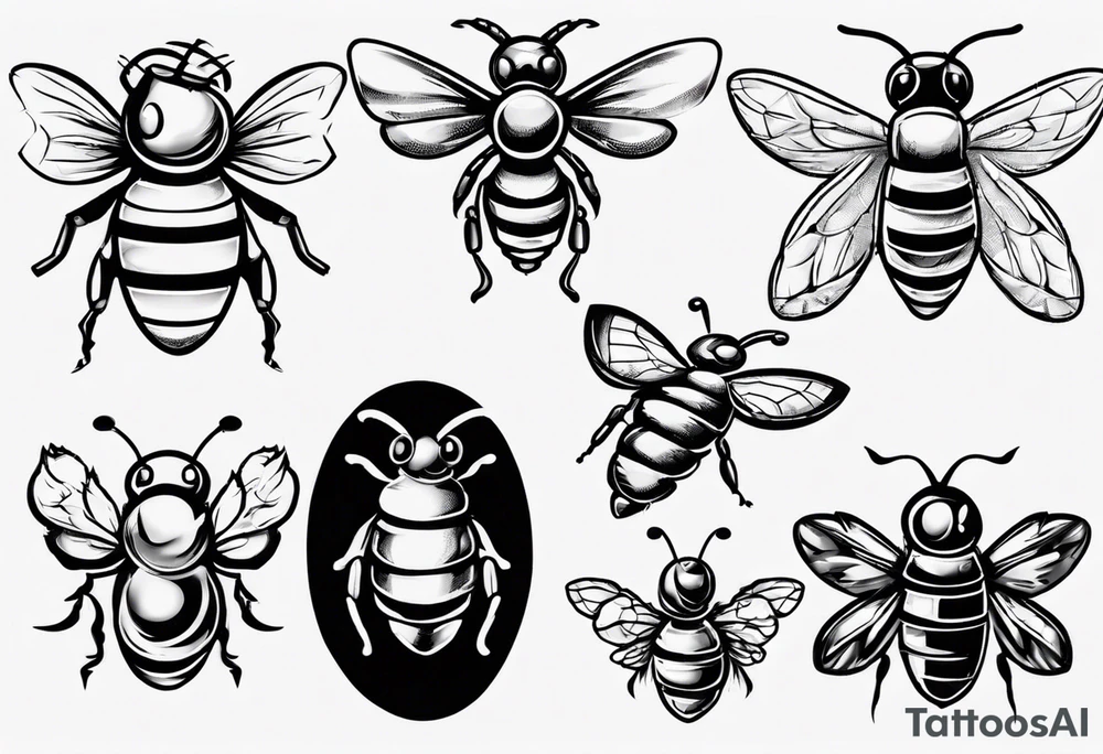 Biene, comic, klein, gesicht, seitenansicht tattoo idea