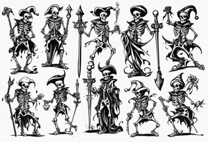 Skeleton court Jester with sword tattoo idea