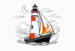 Leuchtturm 
Seil Bild 
Feuer 
Welle 
Schiff tattoo idea