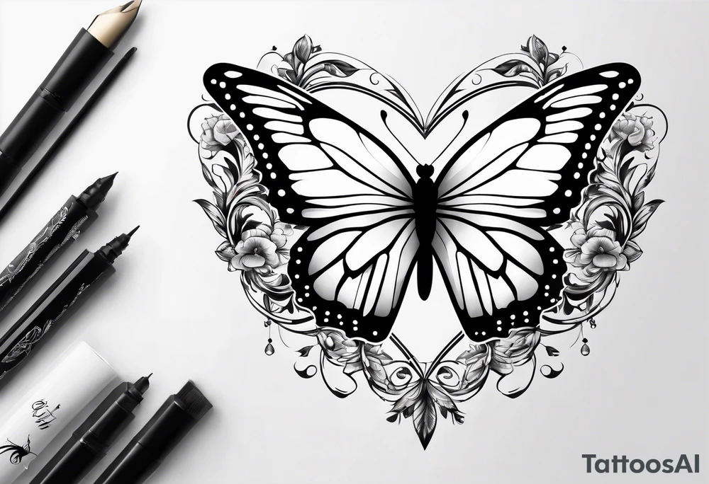 butterfly makes a heart tattoo idea