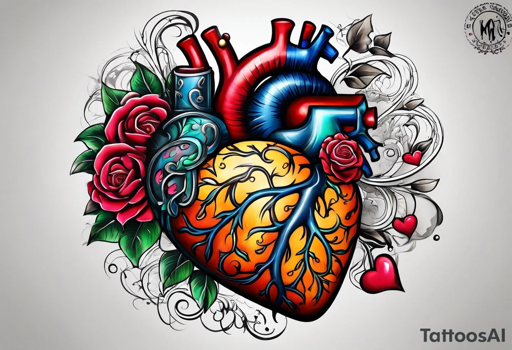 Heart and brain balance tattoo idea