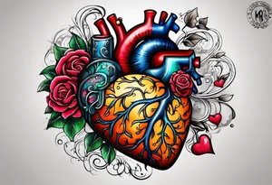 Heart and brain balance tattoo idea