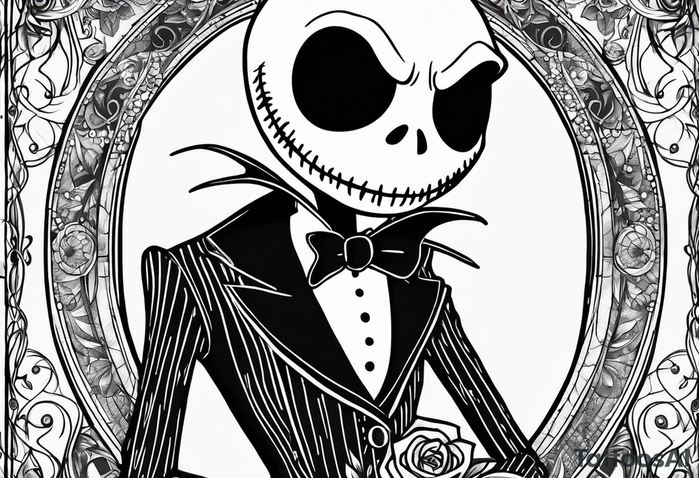 Jack Skellington with date of birth tattoo idea