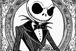 Jack Skellington with date of birth tattoo idea