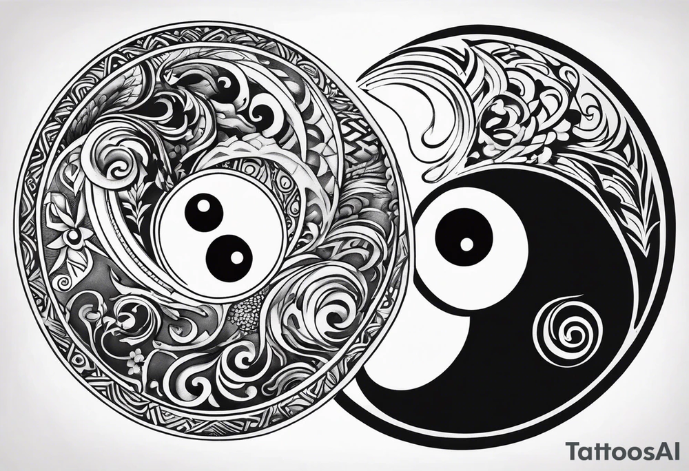 Ying yang with tribal tattoo idea