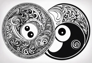 Ying yang with tribal tattoo idea