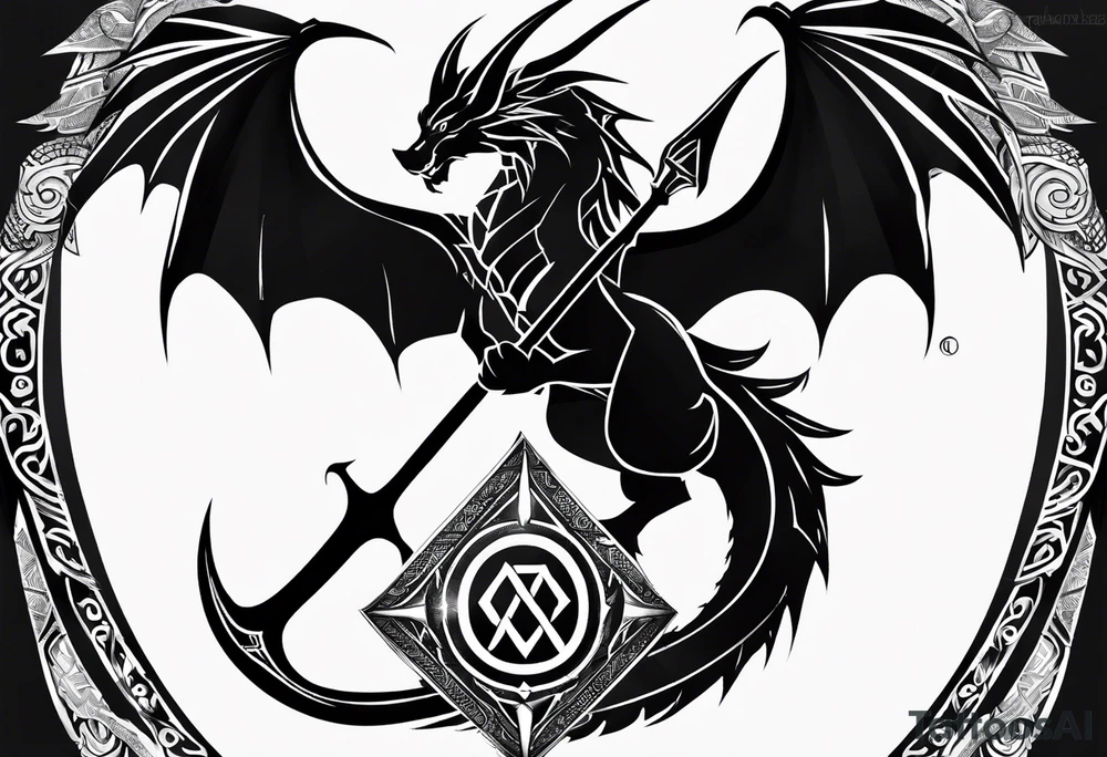 Valhalla sword shield dragon axe Valknut tribal tattoo idea Valhalla sword shield dragon axe Valknut tribal tattoo idea