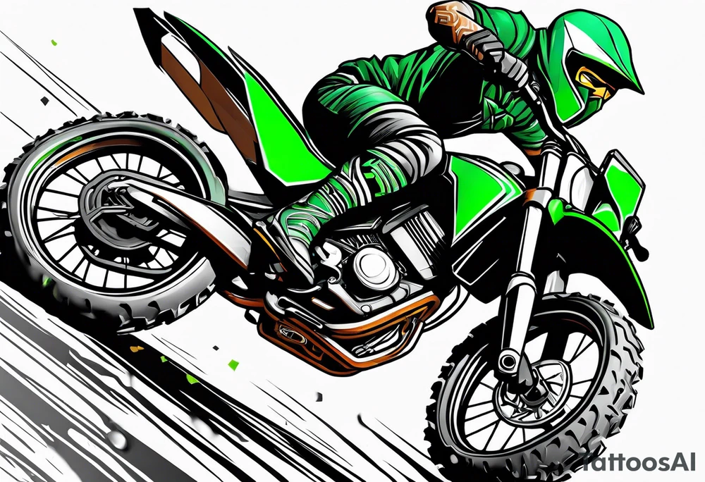 Green arrow character riding a Santa Cruz blur full suspension mountain bike tattoo idea
