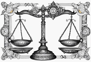 Libra zodiac scale with Gemini and Taurus symbols in each scale tattoo idea