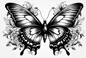 a butterfly and a raven fly together tattoo idea