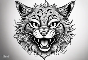 Super cute cartoon wildcat cub tattoo idea