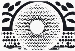 simple sunshine made of black dots with circles. rays coming out tattoo idea