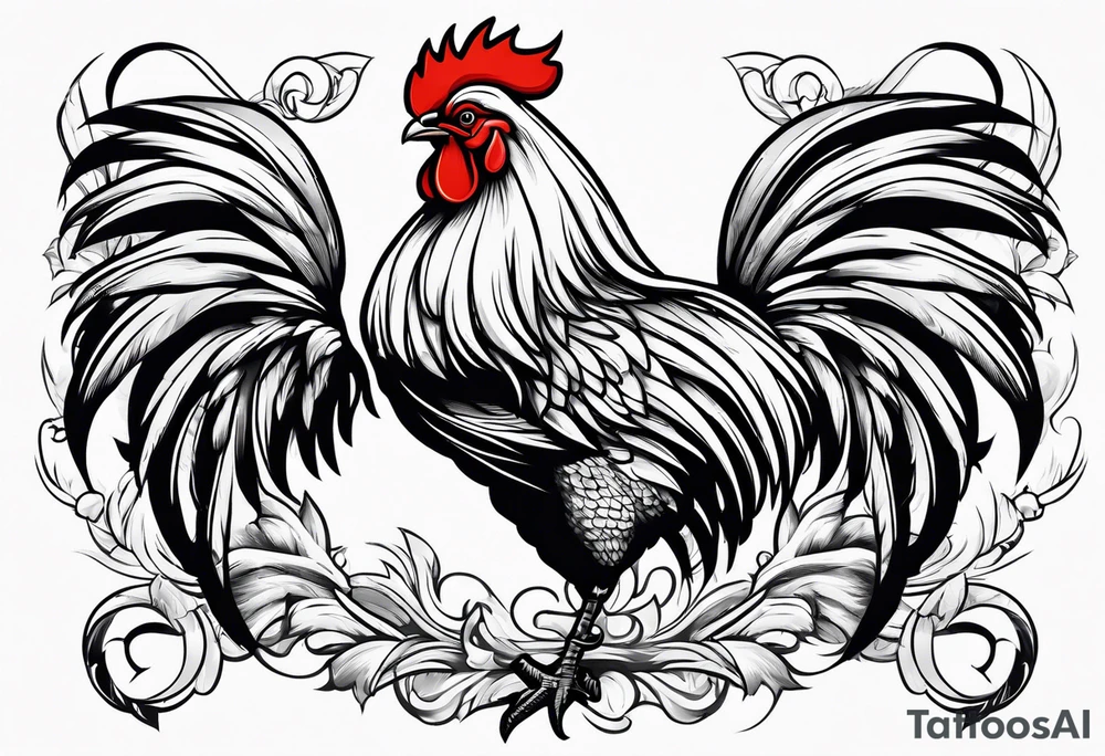 rooster cartoon holding big gun tattoo idea