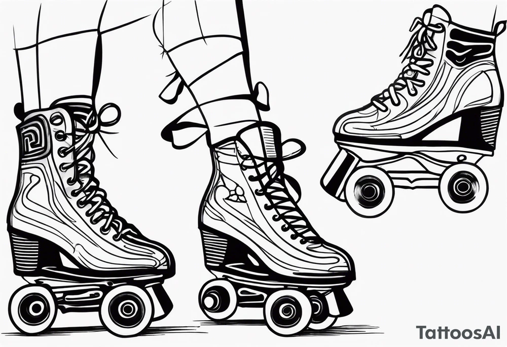 girls roller skating tattoo idea