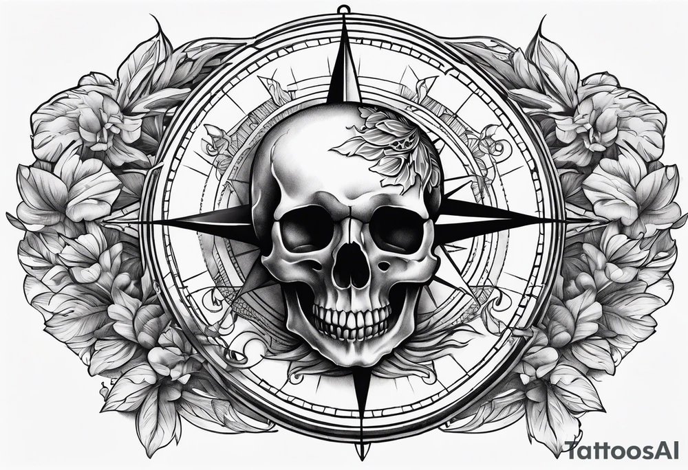 Dove skull compass tattoo idea