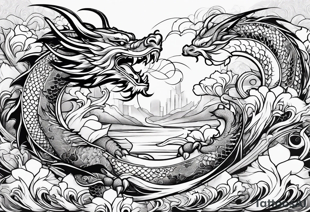 dragon and koi fish tattoo idea