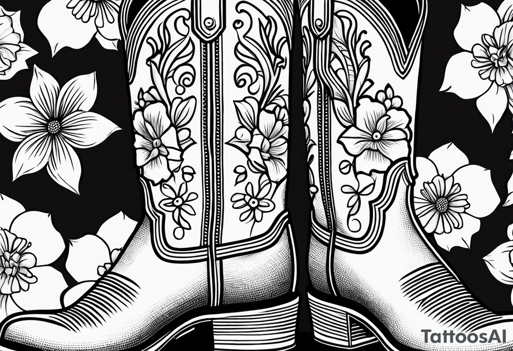 Cowboy boots flowers inside boots cowboy hat howdy tattoo idea
