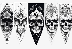 knee tattoo with skull and water colors and shapes tattoo idea