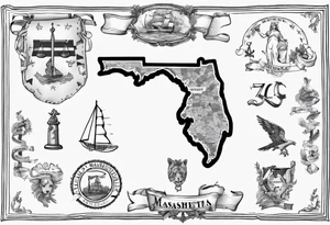 map of Massachusetts in pride colors and Libra sign tattoo idea