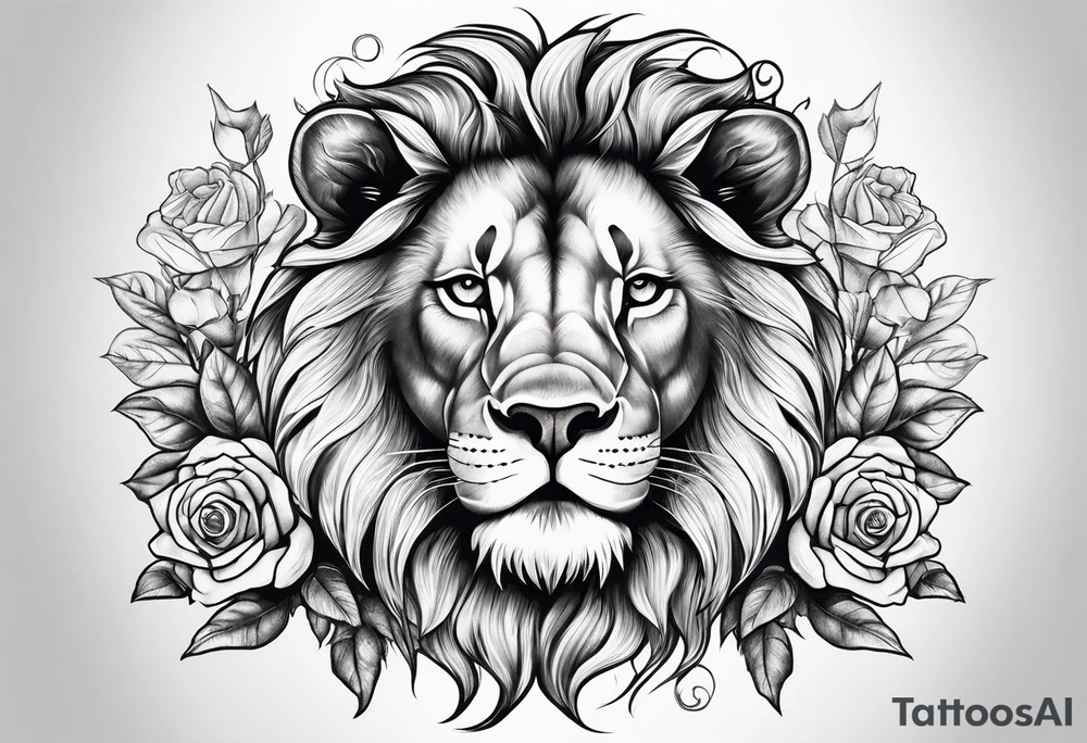 Lion and rose tattoo idea