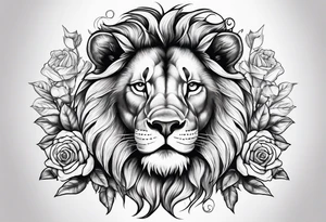 Lion and rose tattoo idea