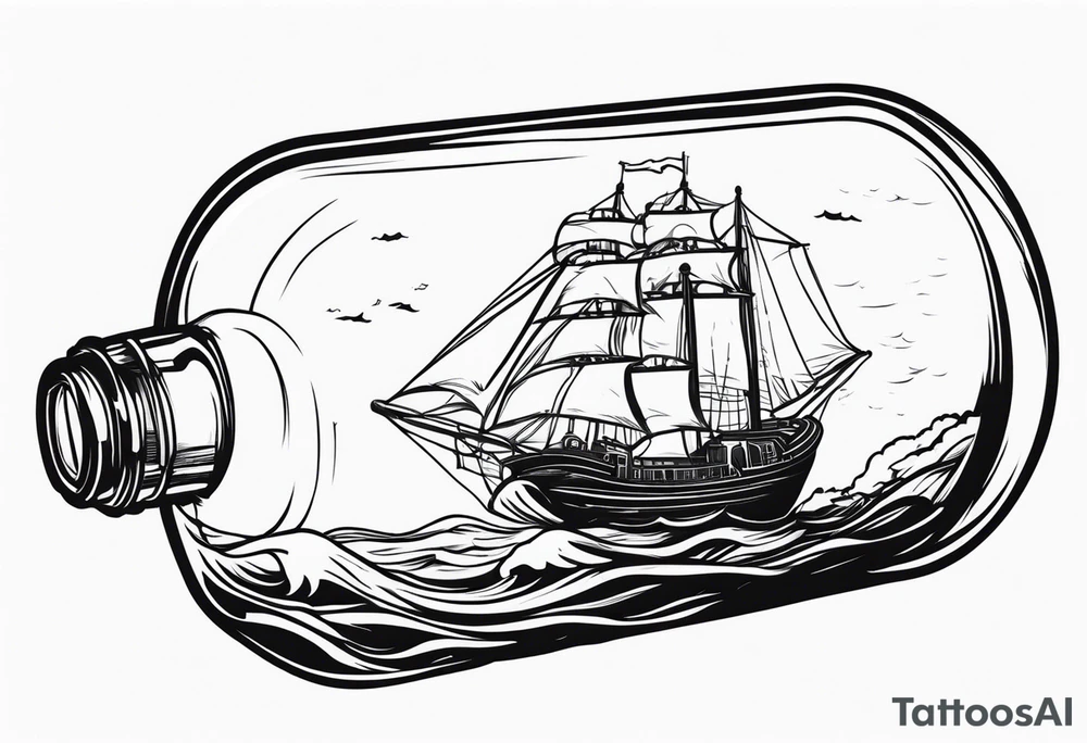 ship in bottle, wild storm tattoo idea