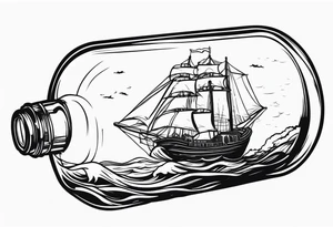 ship in bottle, wild storm tattoo idea