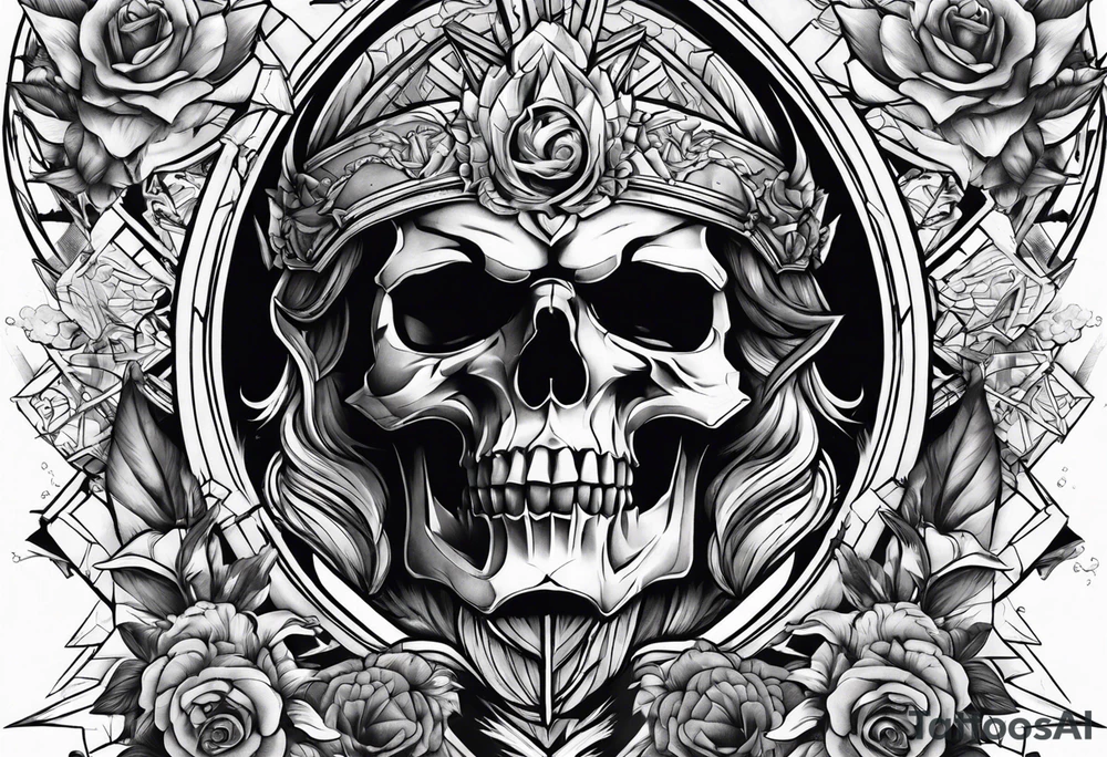Zeus, lightning, skulls, sharks tattoo idea