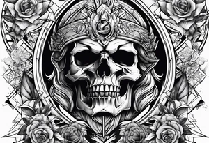 Zeus, lightning, skulls, sharks tattoo idea