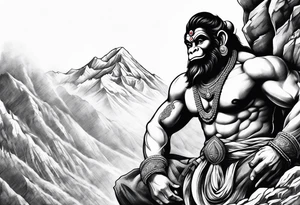 Hanuman lifting the mountain with his hand tattoo idea